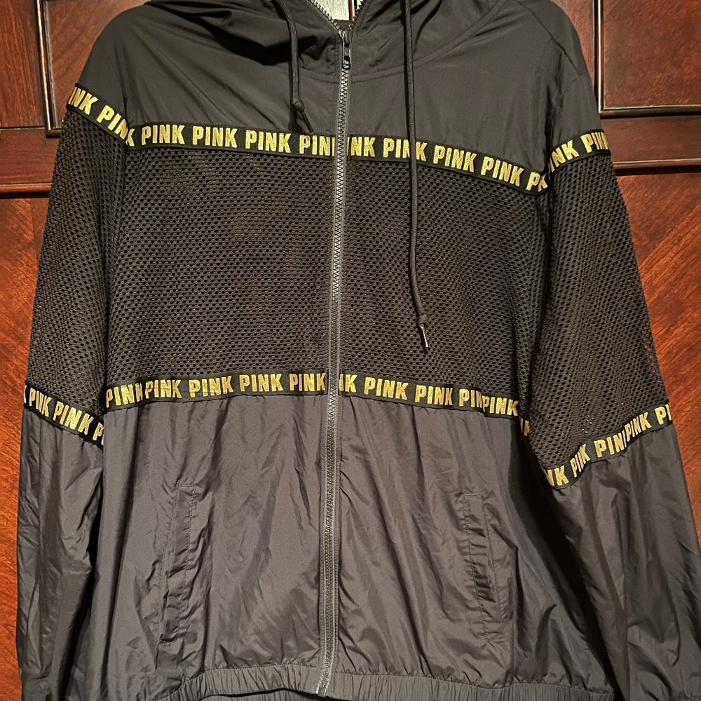 Victoria’s Secret PINK Black and Gold Windbreaker